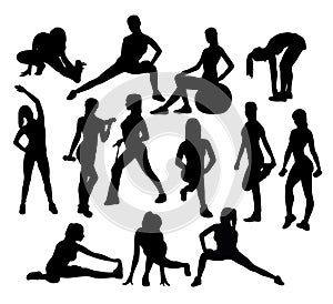 Fitness and Gym Woman Sport Silhouettes