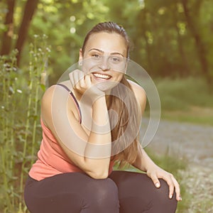 Fitness Happy Healthy Young Woman Outdoor