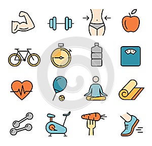 Fitness Health Icons Color