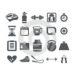 Fitness and Health icons set