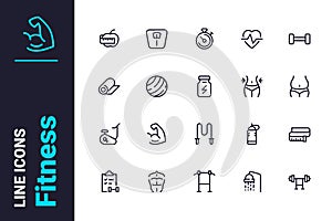 Fitness and health related icons set