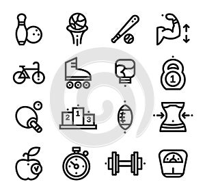 Fitness and Health, sport icons White Background