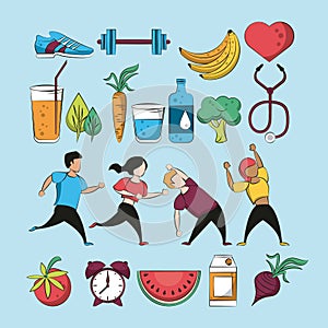 Fitness and healthy food collection
