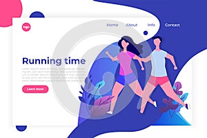 Fitness, Healthy lifestyle landing page template. Losing weight concept.