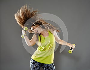 Fitness lady doing cardio dance