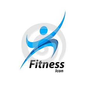 Fitness logo with abstract healthy body wellness icon. Vector illustration