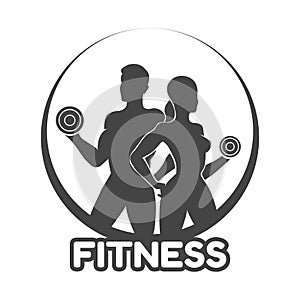 Fitness Logo Design Template,design for Gym and Fitness Club with athletic man and woman