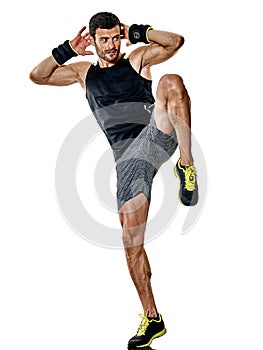 Fitness man cardio boxing exercises isolated