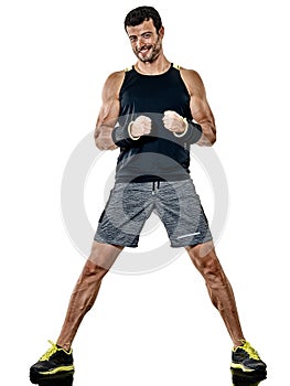 Fitness man cardio boxing exercises isolated