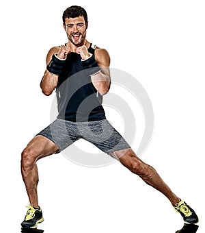 Fitness man cardio boxing exercises isolated