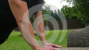 Fitness man doing pushups outdoor. Fitness and sport lifestyle concept.