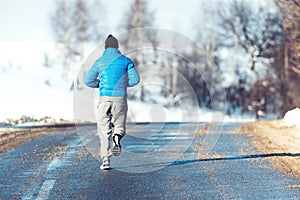 Fitness man, jogger running, preparing and training outdoor