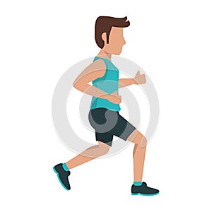 Fitness man running sideview