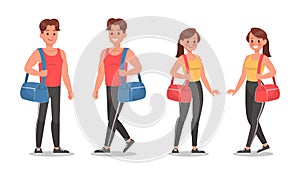 Fitness man and woman doing exercise character vector design. Healthy lifestyle no3