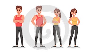 Fitness man and woman doing exercise character vector design. Healthy lifestyle no5