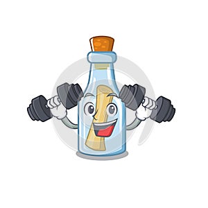 Fitness message in bottle isolated with cartoon