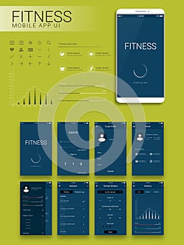 Fitness Mobile App Material Design UI, UX and GUI.