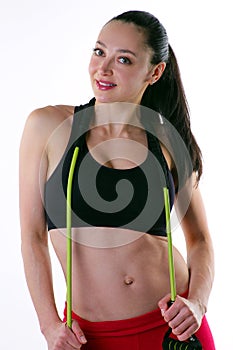Fitness model with resistance band