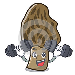 Fitness morel mushroom character cartoon