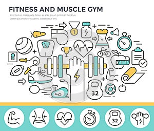 Fitness and muscle gym concept illustration.