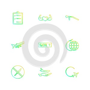 fitness, nutrious , workout , travelling, eps icons set vector