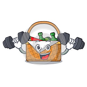 Fitness picnic basket character cartoon
