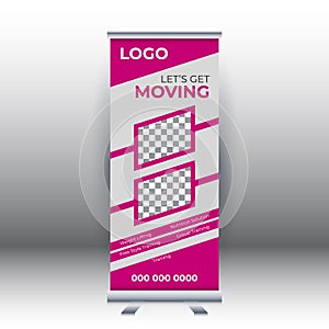 Fitness roll up sale banner design template, abstract background, pull up design, modern x-banner, rectangle size. Template for