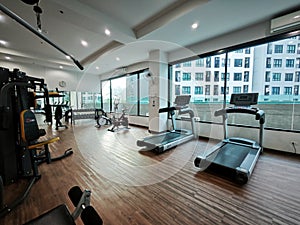 Fitness room.Fitness machines in a fitness club