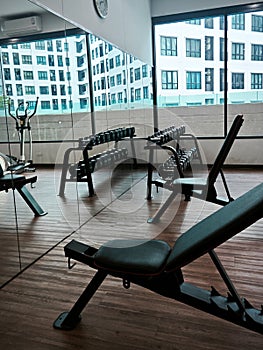 Fitness room.Fitness machines in a fitness club