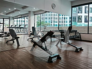 Fitness room.Fitness machines in a fitness club