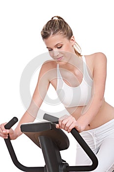 Fitness series - Sportive woman cycling