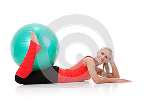 Fitness series: woman and exercise ball