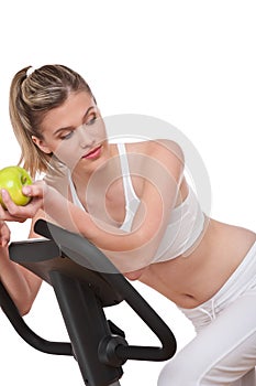 Fitness series - Woman holding green apple