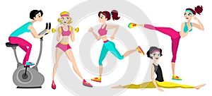 Fitness set with different women.