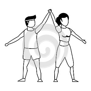 Fitness sport exercise lifestyle cartoon in black and white