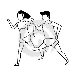 Fitness sport exercise lifestyle cartoon in black and white