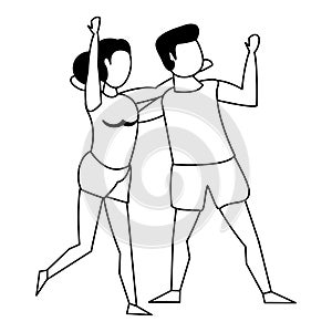 Fitness sport exercise lifestyle cartoon in black and white