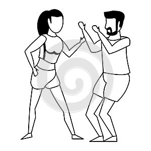 Fitness sport exercise lifestyle cartoon in black and white