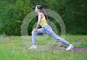 Fitness, sport, exercise, workout concept - woman doing exercise