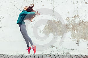 Fitness sport girl in the street photo