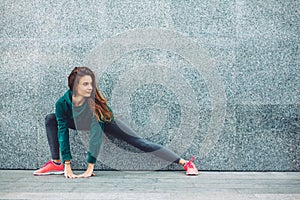 Fitness sport girl in the street photo