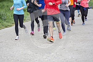 Fitness sport Group of people running jogging