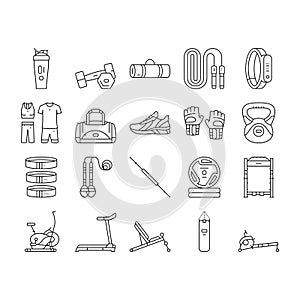 fitness sport gym healthy icons set vector