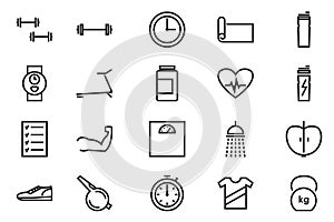 Fitness and sport isolated icons set