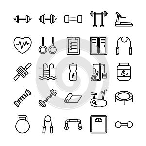 Fitness and sport Outline Icon Set