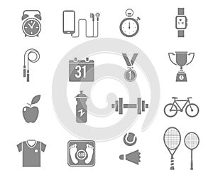Fitness and Sport vector icons for web and mobile.