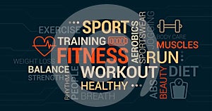 Fitness, sport and wellness tag cloud