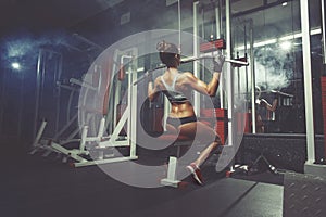 Fitness sport woman lifts in the gym