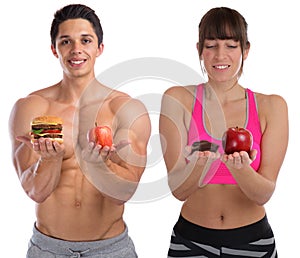 Fitness sports fit diet apple fruit hamburger healthy eating you