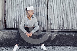 Fitness sporty girl wearing fashion clothes